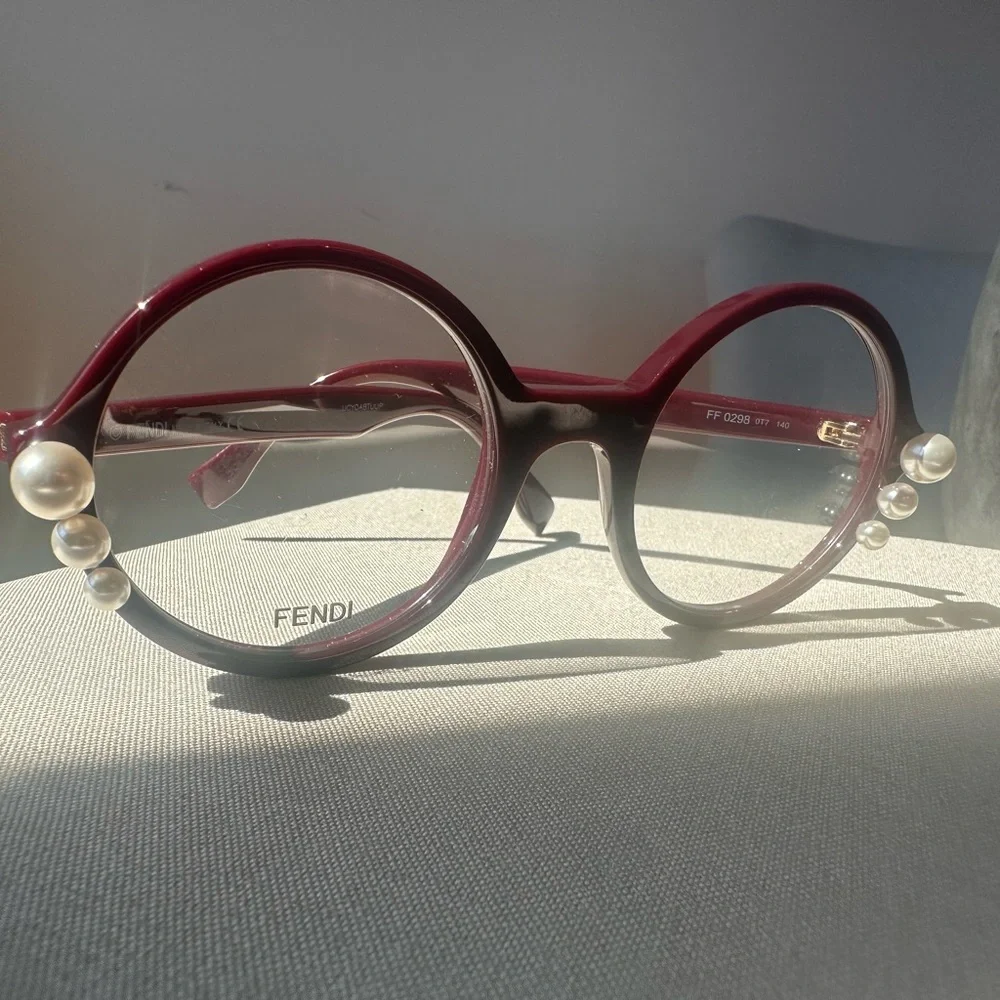 Fendi Round Burgundy Frames with Pearl Temple Accents never worn.. - Picture 15 of 16